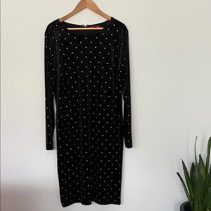 Jennifer Lopez Black and White Long Sleeve Dress